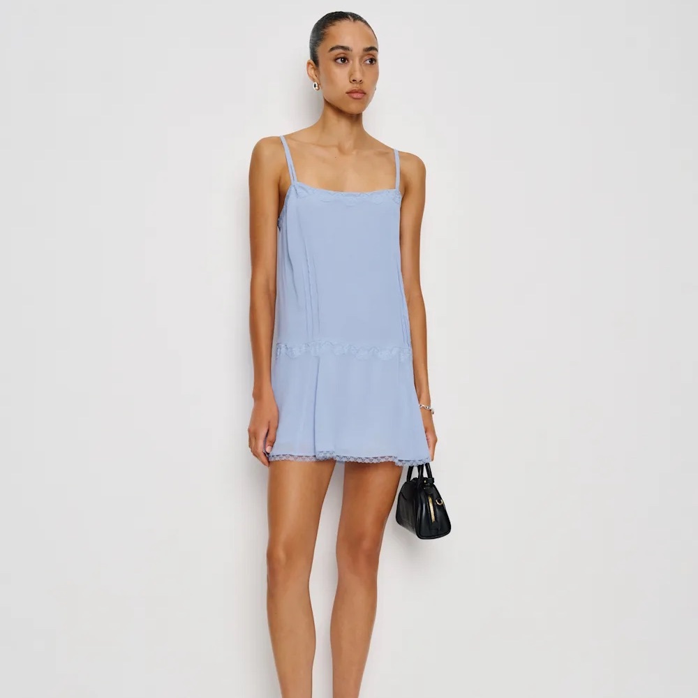 NWT Reformation Light Blue Slip Mini Dress